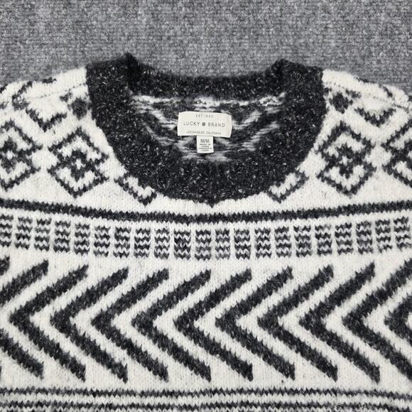 Lucky Brand Sweater Womens Medium Geometric Atzec Crewneck Pullover Soft Knit - Picture 10 of 16